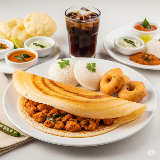 Chicken 65 Dosa - Idly + Vada + Soft Drink