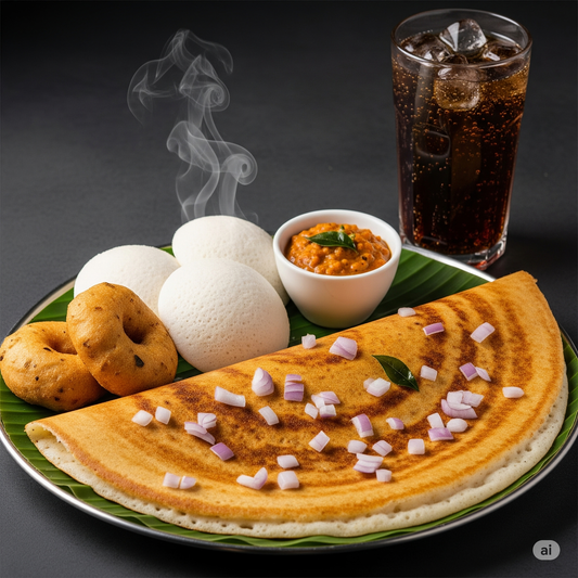 Onion Masala Dosa - Idly + Vada + Soft Drink